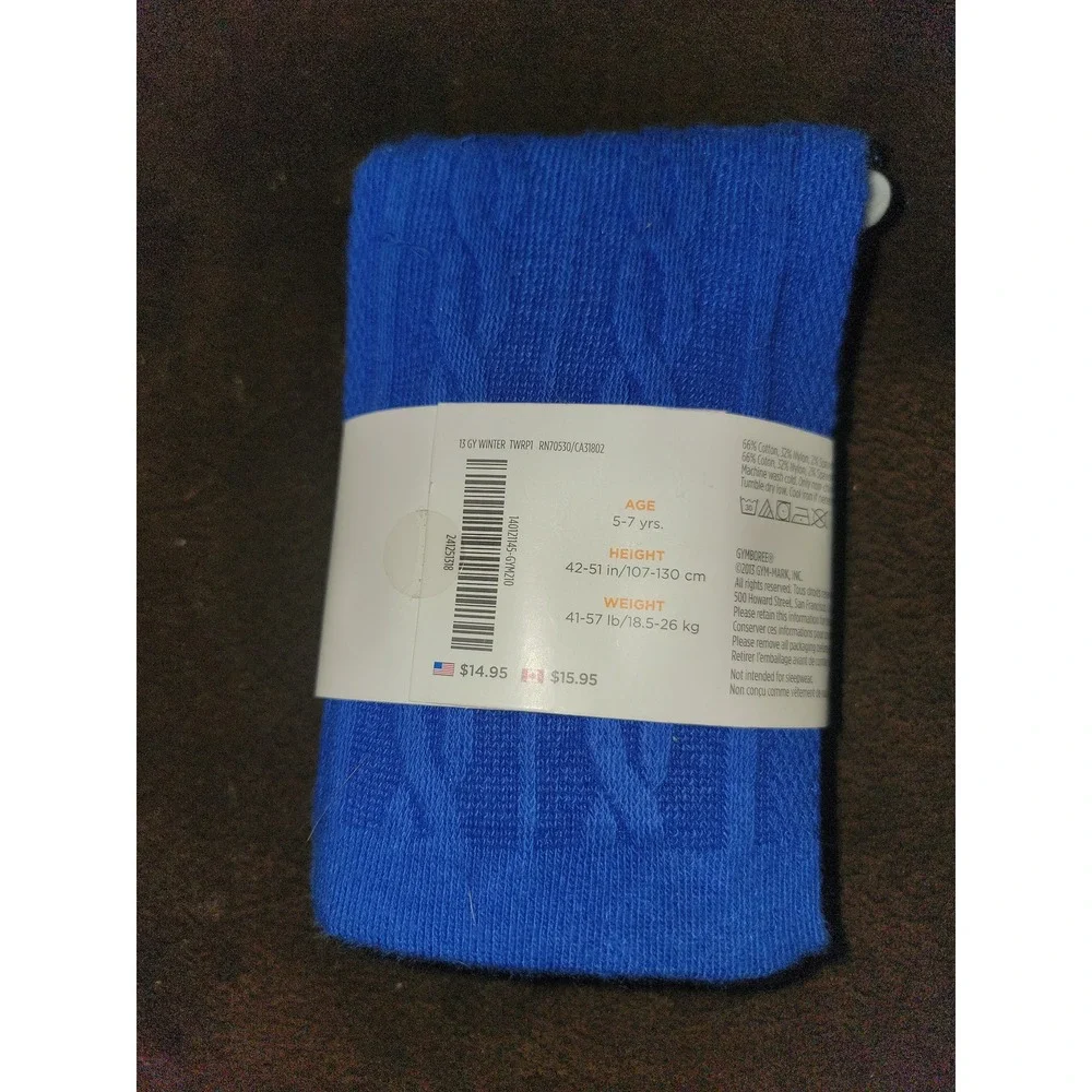 Gymboree‎ color happy blue cable knit tights size 5 7 nwt